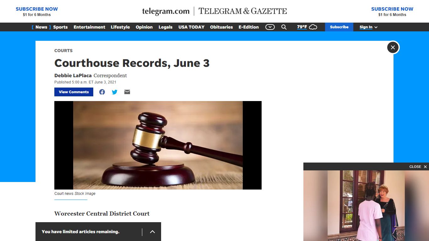 Worcester Central District Court records for June 3